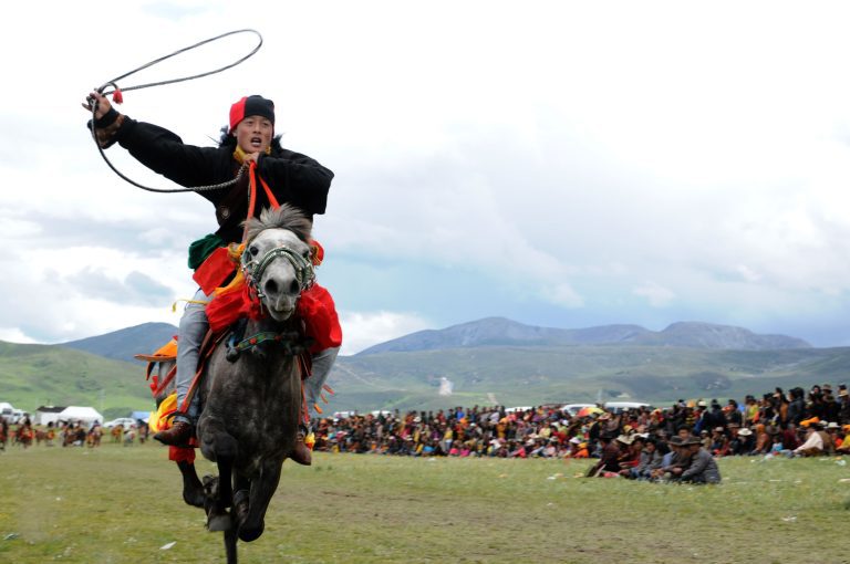 Horse racing during Litang horse race festival